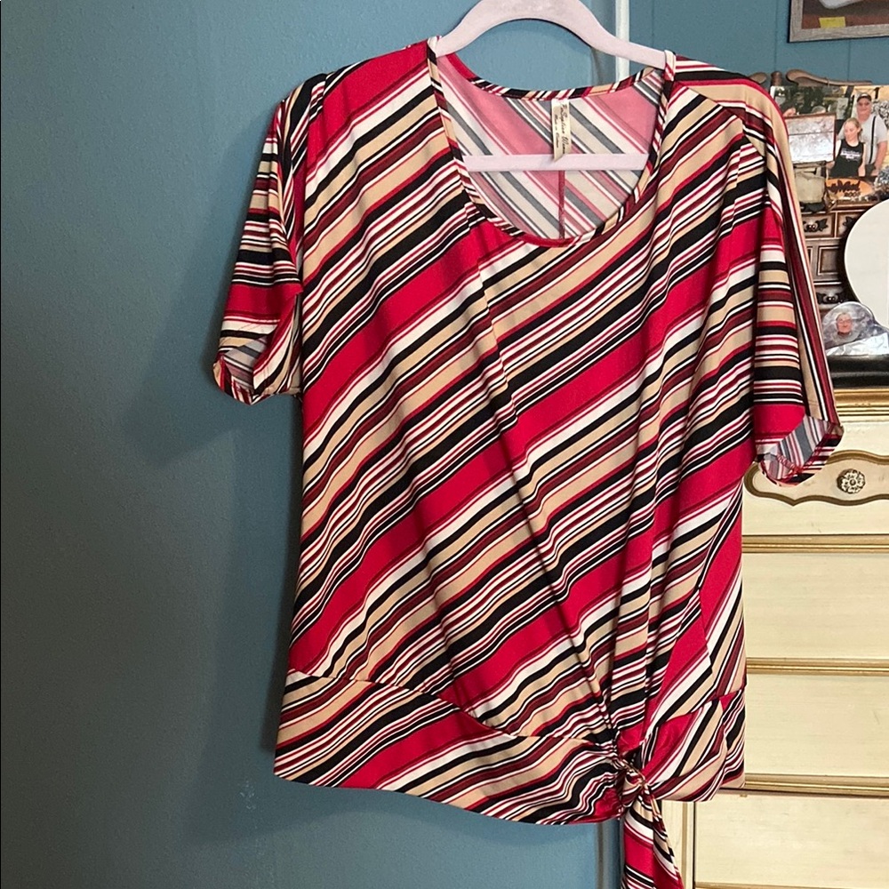 Striped Red and Black Women's Top